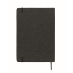 Caderno de capa dura com suporte para telemóvel, folhas A5 pautadas cor preto quinta vista