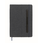 Caderno de capa dura com suporte para telemóvel, folhas A5 pautadas cor azul-marinho