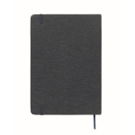 Caderno de capa dura com suporte para telemóvel, folhas A5 pautadas cor azul-marinho quinta vista
