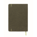 Caderno de capa dura com suporte para telemóvel, folhas A5 pautadas cor verde-escuro quinta vista