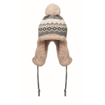 Gorro de forro polar e poliéster com orelheiras para adulto cor preto
