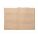 Caderno feito de cana-de-açúcar com capa dura, folhas A5 pautadas cor preto segunda vista