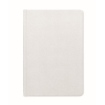 Caderno feito de cana-de-açúcar com capa dura, folhas A5 pautadas cor branco