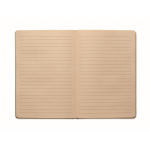 Caderno feito de cana-de-açúcar com capa dura, folhas A5 pautadas cor caqui segunda vista