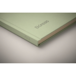 Caderno feito de cana-de-açúcar com capa dura, folhas A5 pautadas cor verde menta vista principal