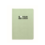 Caderno feito de cana-de-açúcar com capa dura, folhas A5 pautadas cor verde menta vista principal