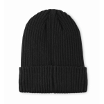 Gorro de malha unissexo em cores variadas, rebordo para personalizar cor preto segunda vista