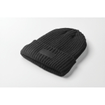 Gorro de malha unissexo em cores variadas, rebordo para personalizar cor preto vista fotografia terceira vista