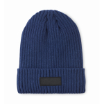 Gorro de malha unissexo em cores variadas, rebordo para personalizar cor azul