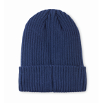 Gorro de malha unissexo em cores variadas, rebordo para personalizar cor azul segunda vista