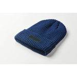 Gorro de malha unissexo em cores variadas, rebordo para personalizar cor azul vista fotografia terceira vista