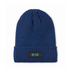 Gorro de malha unissexo em cores variadas, rebordo para personalizar cor azul vista principal
