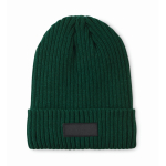 Gorro de malha unissexo em cores variadas, rebordo para personalizar cor verde-escuro