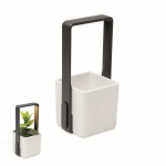 Vaso para o interior com 4 luzes LED na parte superior cor branco
