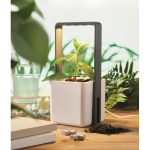 Vaso para o interior com 4 luzes LED na parte superior cor branco vista conjunto
