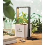 Vaso para o interior com 4 luzes LED na parte superior cor branco vista conjunto principal