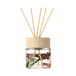 Ambientador de 6 varetas com aroma a baunilha e flores decorativas cor transparente