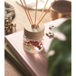 Ambientador de 6 varetas com aroma a baunilha e flores decorativas cor transparente vista conjunto