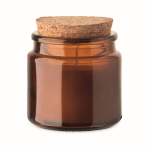 Vela de cera vegetal com aroma a baunilha e tampa de cortiça cor castanho