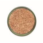 Vela de cera vegetal com aroma a baunilha e tampa de cortiça cor verde quinta vista