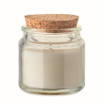 Vela de cera vegetal com aroma a baunilha e tampa de cortiça cor bege