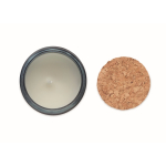 Vela de cera vegetal com aroma a baunilha e tampa de cortiça cor azul-marinho quarta vista