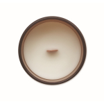 Vela de cera vegetal com aroma a baunilha e pavio de madeira cor castanho quinta vista