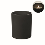 Vela de cera vegetal com aroma a baunilha e pavio de madeira cor preto
