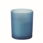 Vela de cera vegetal com aroma a baunilha e pavio de madeira cor azul