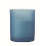 Vela de cera vegetal com aroma a baunilha e pavio de madeira cor azul sexta vista