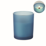 Vela de cera vegetal com aroma a baunilha e pavio de madeira cor azul sétima vista