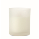 Vela de cera vegetal com aroma a baunilha e pavio de madeira cor branco sexta vista