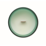 Vela de cera vegetal com aroma a baunilha e pavio de madeira cor verde quinta vista
