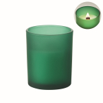 Vela de cera vegetal com aroma a baunilha e pavio de madeira cor verde sétima vista