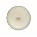 Vela de cera vegetal com aroma a baunilha e pavio de madeira cor transparente quinta vista