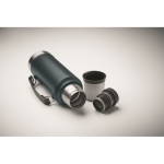 Termos de aço inoxidável reciclado com 1 copo e asa lateral 1 L cor azul-marinho vista fotografia quarta vista