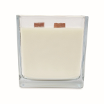 Vela enorme de aroma a baunilha com 2 pavios de madeira cor transparente quinta vista