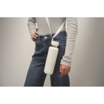 Garrafa isotérmica com tira e copo na parte inferior 500 ml cor branco vista fotografia