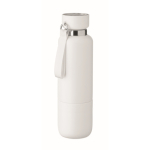 Garrafa isotérmica com tira e copo na parte inferior 500 ml cor branco