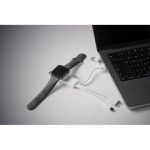 Porta-chaves com vários cabos de carga com diferentes saídas cor branco segunda vista fotografia