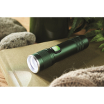 Lanterna de alumínio reciclado extensível com 3 ajustes de luz e zoom cor verde-escuro vista conjunto