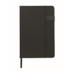 Caderno preto de capa dura e pen USB incluída, folhas A5 pautadas cor preto