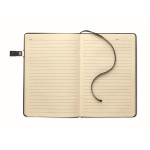 Caderno preto de capa dura e pen USB incluída, folhas A5 pautadas cor preto quarta vista