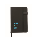 Caderno preto de capa dura e pen USB incluída, folhas A5 pautadas cor preto vista principal