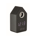 Despertador em forma de casota de pássaro com ecrã LED branco cor preto vista principal