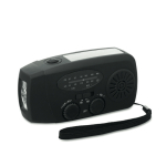 Rádio portátil solar com lanterna e bateria externa de emergência cor preto