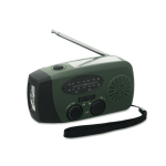 Rádio portátil solar com lanterna e bateria externa de emergência cor verde-escuro