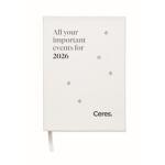 Caderno perpétuo com agenda de vista diária, marca-página a condizer cor branco vista principal