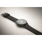 Smartwatch sem fios à prova de água com pulseira de silicone cor preto vista fotografia quinta vista