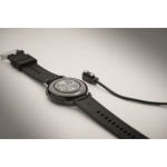 Smartwatch sem fios à prova de água com pulseira de silicone cor preto vista fotografia sexta vista